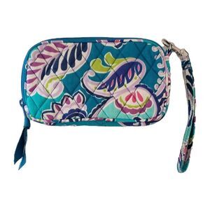 Vera Bradley Tech Case Zip Around Wristlet Waikiki Paisley Turquoise